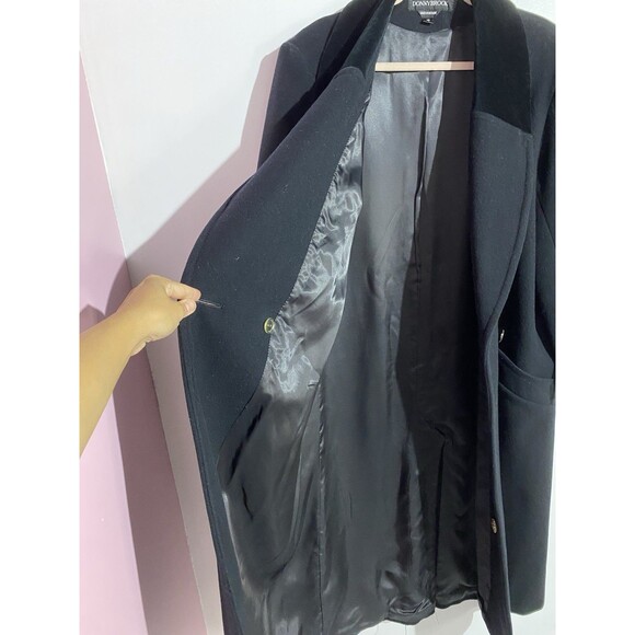 VTG Donny Brook Overcoat 10 Black Wool Velvet Collar Old Money Long Trench Coat - Picture 4 of 11